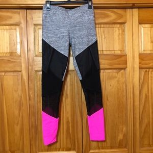 PINK black and pink mesh athletic leggings with pockets